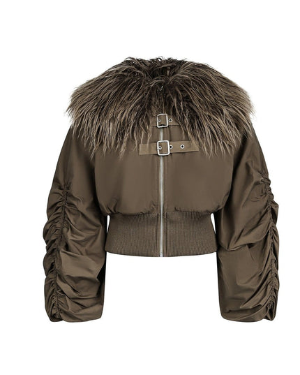 TALKLESSFASHION Slimming Fur Collar Padded Jacket