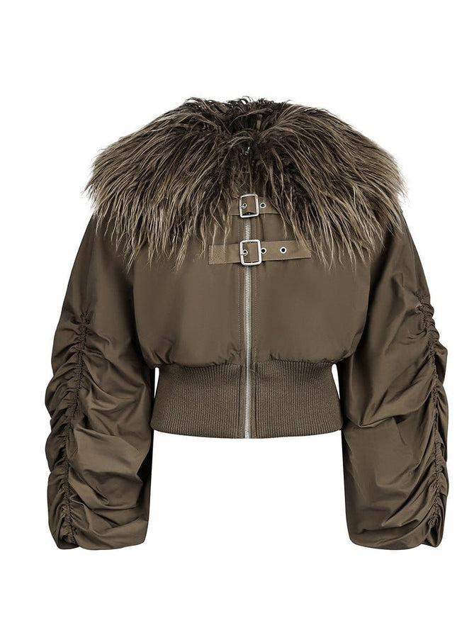 TALKLESSFASHION Slimming Fur Collar Padded Jacket