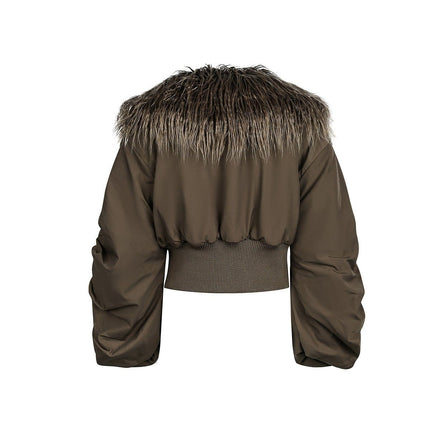 TALKLESSFASHION Slimming Fur Collar Padded Jacket