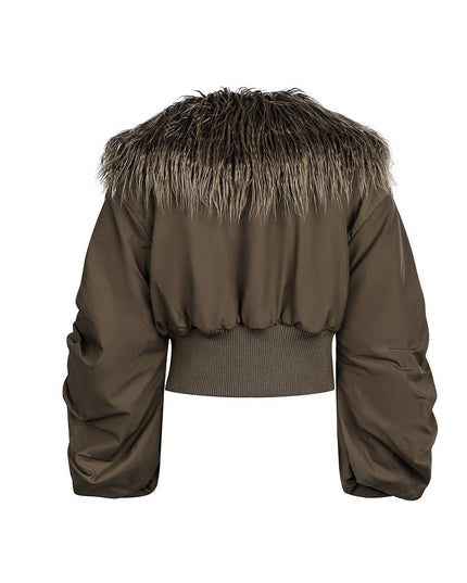 TALKLESSFASHION Slimming Fur Collar Padded Jacket