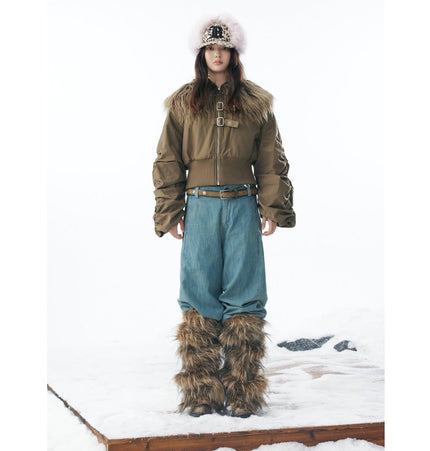 THETLSTUDIO Slimming Fur Collar Padded Jacket