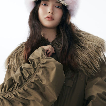 TALKLESSFASHION Slimming Fur Collar Padded Jacket