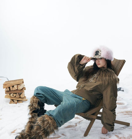 THETLSTUDIO Slimming Fur Collar Padded Jacket