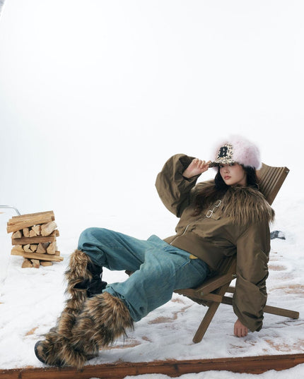 TALKLESSFASHION Slimming Fur Collar Padded Jacket