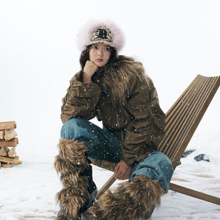 TALKLESSFASHION Slimming Fur Collar Padded Jacket