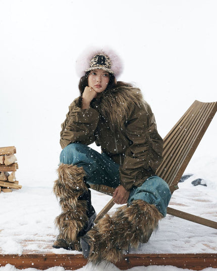 TALKLESSFASHION Slimming Fur Collar Padded Jacket