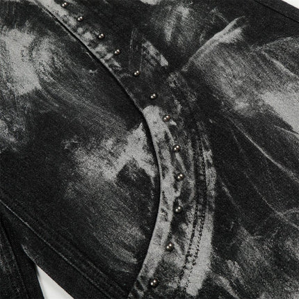 TALKLESSFASHION Splashed ink paint heavy industry jeans