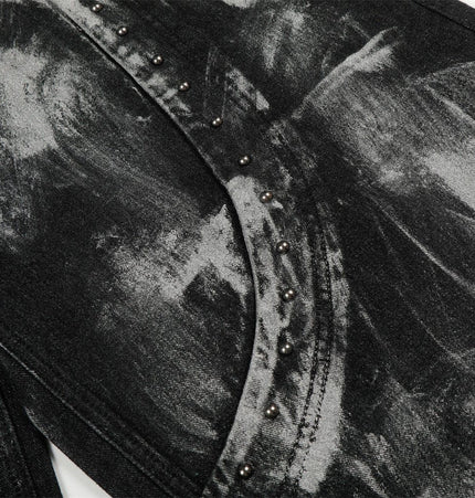 TALKLESSFASHION Splashed ink paint heavy industry jeans