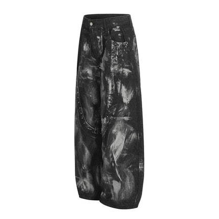 TALKLESSFASHION Splashed ink paint heavy industry jeans