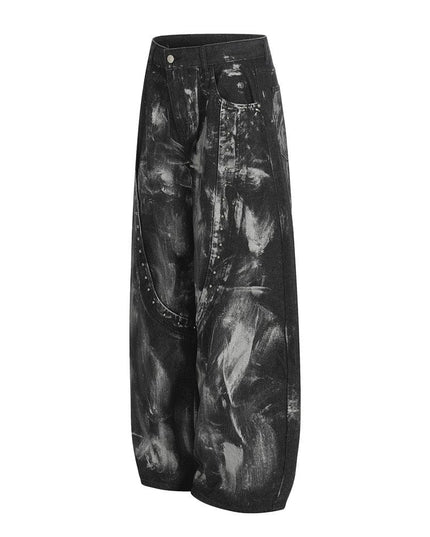 TALKLESSFASHION Splashed ink paint heavy industry jeans