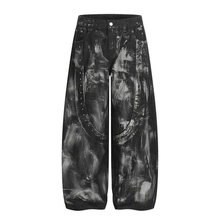 TALKLESSFASHION Splashed ink paint heavy industry jeans