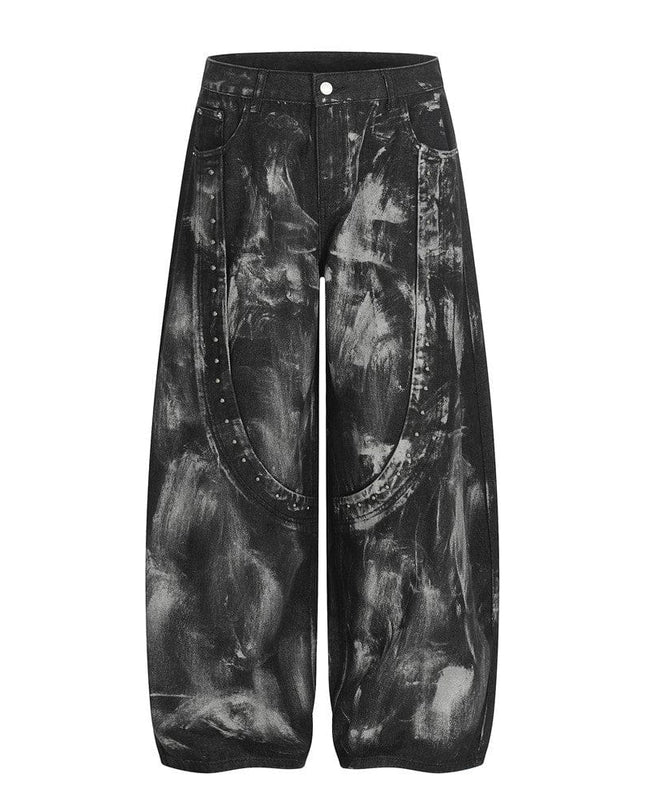 TALKLESSFASHION Splashed ink paint heavy industry jeans