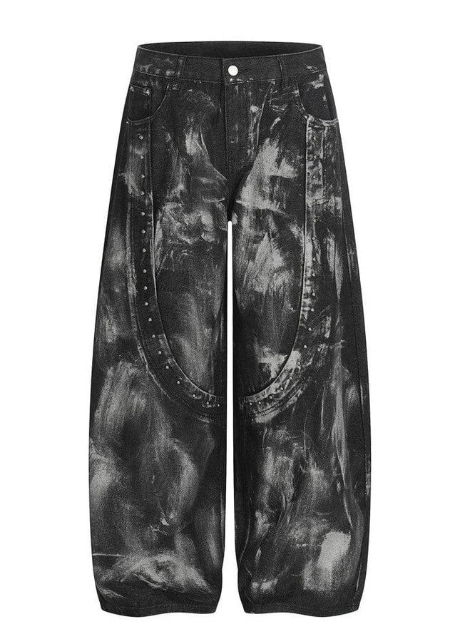 TALKLESSFASHION Splashed ink paint heavy industry jeans