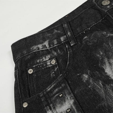 TALKLESSFASHION Splashed ink paint heavy industry jeans