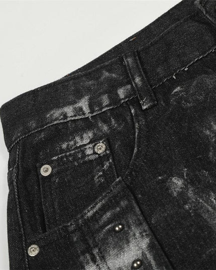 TALKLESSFASHION Splashed ink paint heavy industry jeans