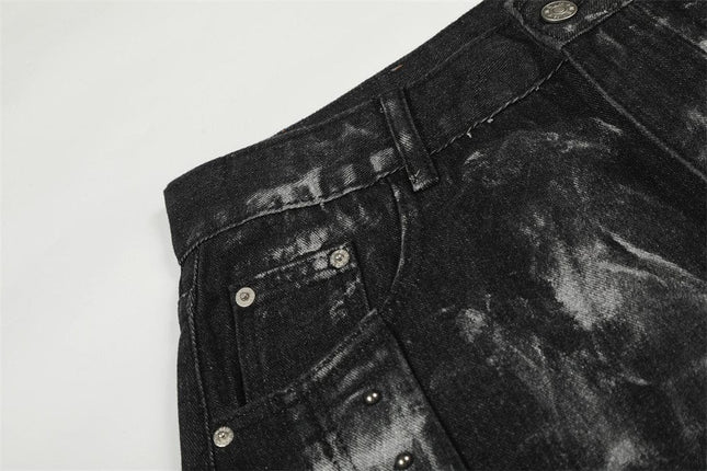TALKLESSFASHION Splashed ink paint heavy industry jeans