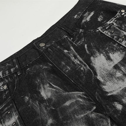 TALKLESSFASHION Splashed ink paint heavy industry jeans