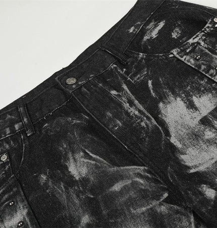 TALKLESSFASHION Splashed ink paint heavy industry jeans