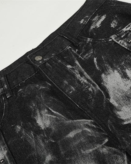 TALKLESSFASHION Splashed ink paint heavy industry jeans