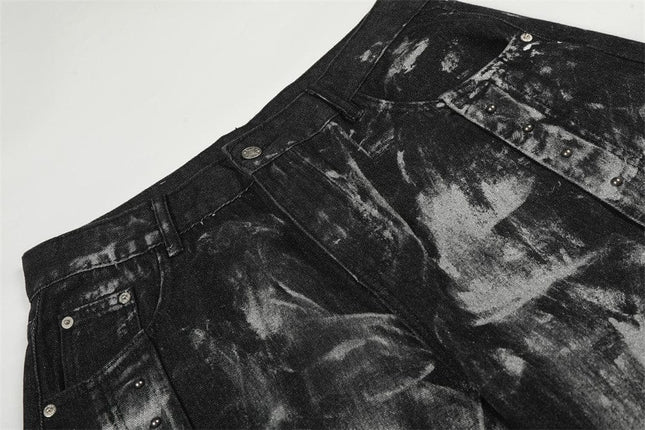 TALKLESSFASHION Splashed ink paint heavy industry jeans