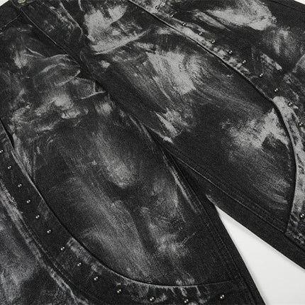 TALKLESSFASHION Splashed ink paint heavy industry jeans