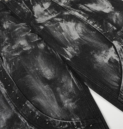 TALKLESSFASHION Splashed ink paint heavy industry jeans