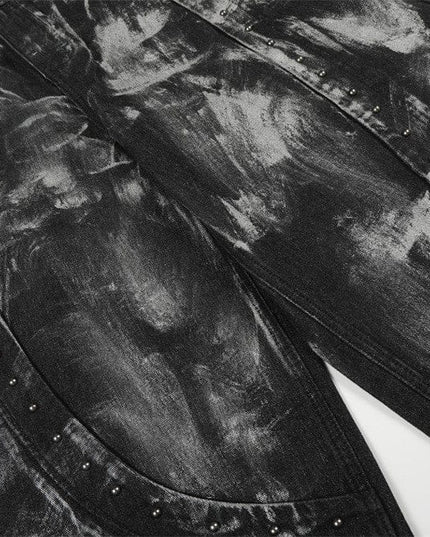 TALKLESSFASHION Splashed ink paint heavy industry jeans