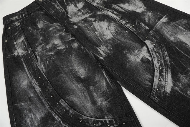 TALKLESSFASHION Splashed ink paint heavy industry jeans