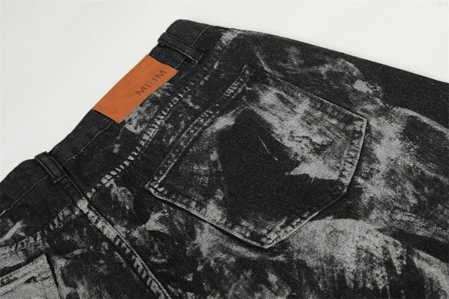 TALKLESSFASHION Splashed ink paint heavy industry jeans