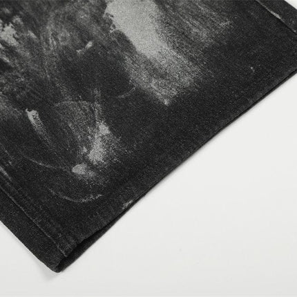 TALKLESSFASHION Splashed ink paint heavy industry jeans