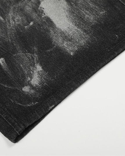 TALKLESSFASHION Splashed ink paint heavy industry jeans