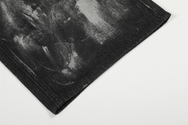 TALKLESSFASHION Splashed ink paint heavy industry jeans