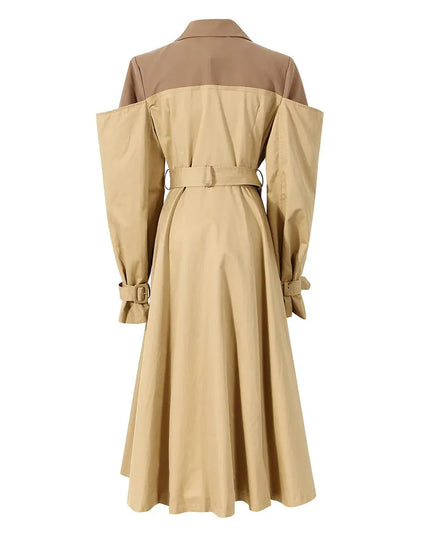 TALKLESSFASHION Splicing Fake Two Trench Dress