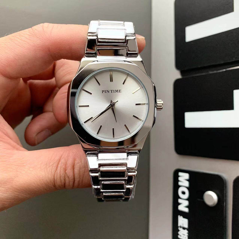 Square silver band square watch