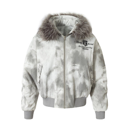 THETLSTUDIO Stained Aviator Fur Collar Bomber