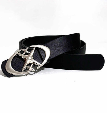 TALKLESSFASHION Star Length 105 Width 2.8 Direction of Light belt men's design sense high-end ins black belt accessories trouser belt versatile trend