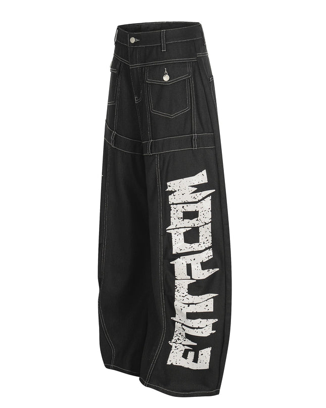 TALKLESSFASHION Street Coated Monogram Print Jeans