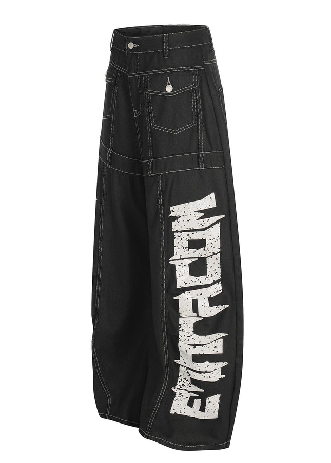 TALKLESSFASHION Street Coated Monogram Print Jeans