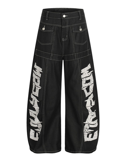 TALKLESSFASHION Street Coated Monogram Print Jeans