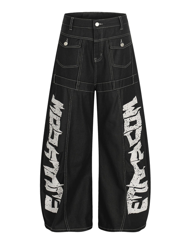 TALKLESSFASHION Street Coated Monogram Print Jeans