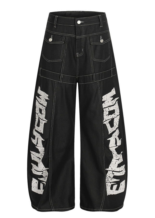 TALKLESSFASHION Street Coated Monogram Print Jeans