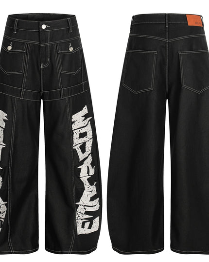 TALKLESSFASHION Street Coated Monogram Print Jeans