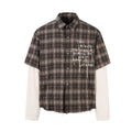 TALKLESSFASHION Street Distressed Fake Two-Piece Plaid Shirt