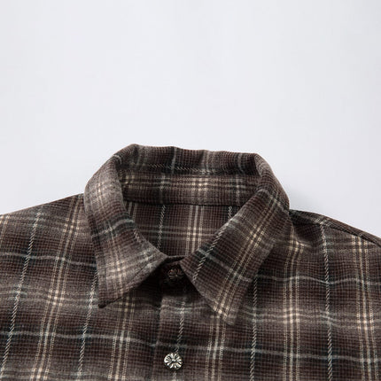 TALKLESSFASHION Street Distressed Fake Two-Piece Plaid Shirt