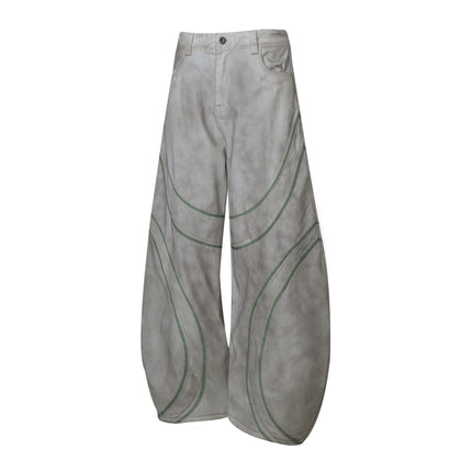 TALKLESSFASHION Street Personality Contrast Line Loose Casual Pants