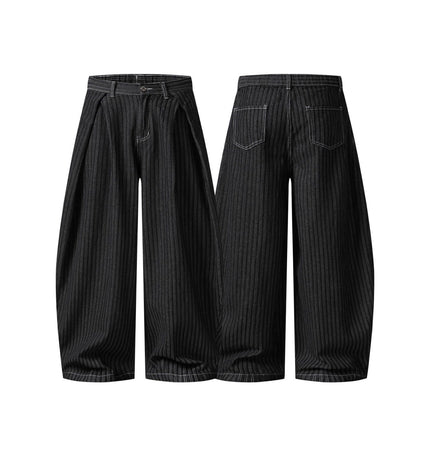 THETLSTUDIO Street personality striped wide-leg jeans for men and women washed distressed loose simple scimitar pants