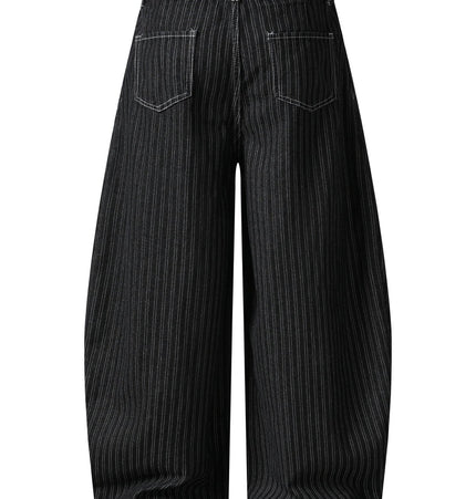 THETLSTUDIO Street personality striped wide-leg jeans for men and women washed distressed loose simple scimitar pants