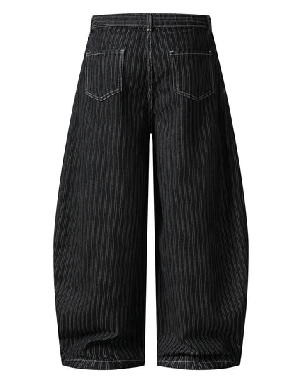 TALKLESSFASHION Street personality striped wide-leg jeans for men and women washed distressed loose simple scimitar pants