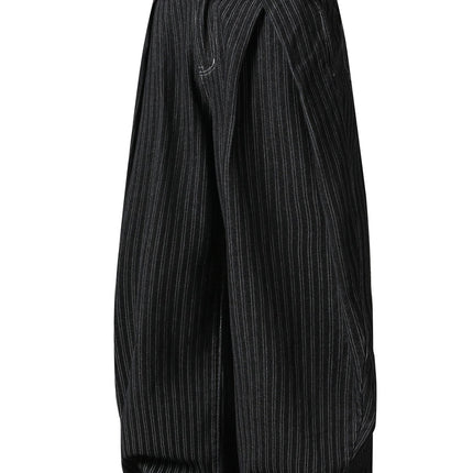 TALKLESSFASHION Street personality striped wide-leg jeans for men and women washed distressed loose simple scimitar pants