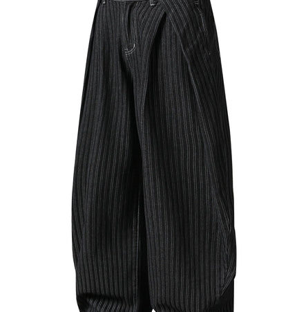 THETLSTUDIO Street personality striped wide-leg jeans for men and women washed distressed loose simple scimitar pants